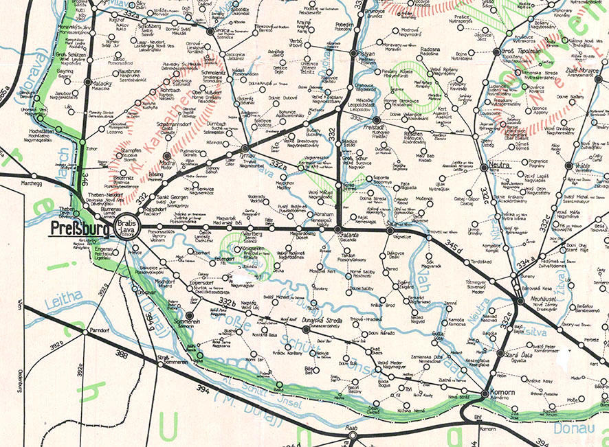 Postverkehrskarte Preßburg